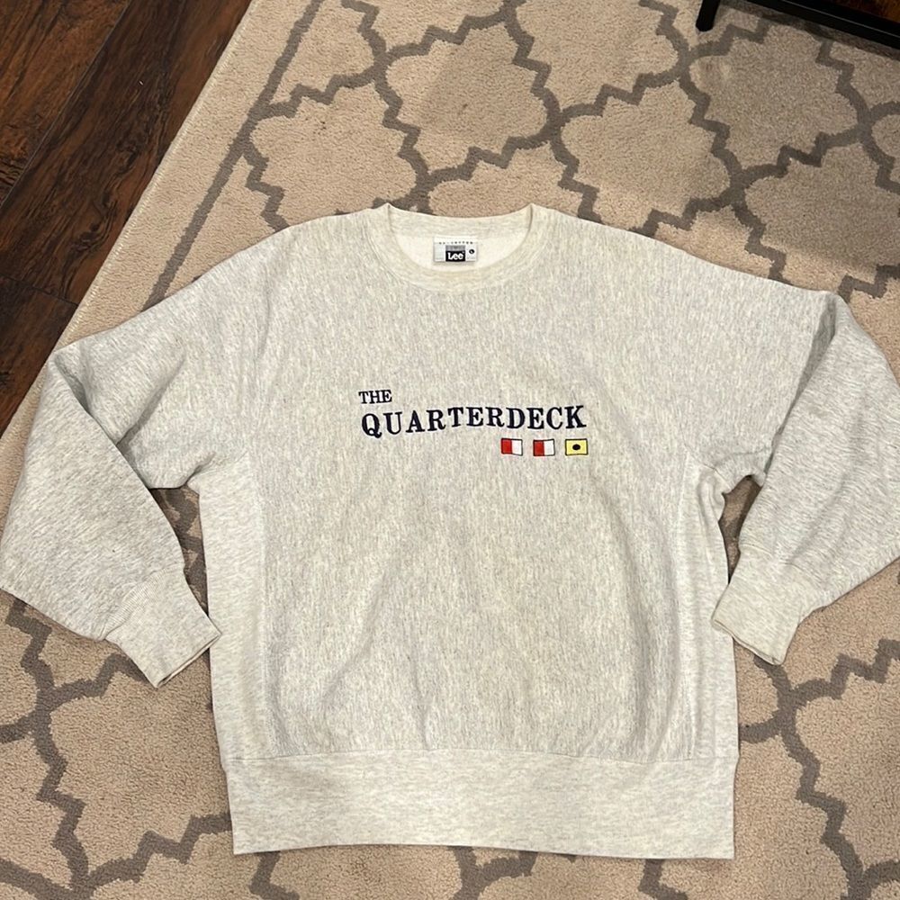 VTG Lee sport made in USA fleece lined sweatshirt size L THE QUARTERDECK GUC